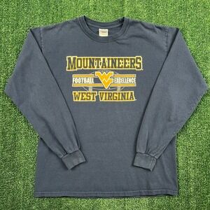 Vintage West Virgina Mountaineers WVU Long Sleeve T-Shirt Mens Medium Navy Y2K